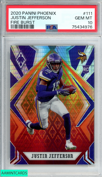 2020 PANINI PHOENIX JUSTIN JEFFERSON #111 FIRE BURST ROOKIE RC PSA 10 GEM MT 75434976